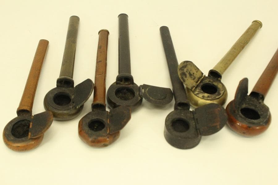 古銅 矢立 文房具 筆筒 十六個 まとめて(A564)