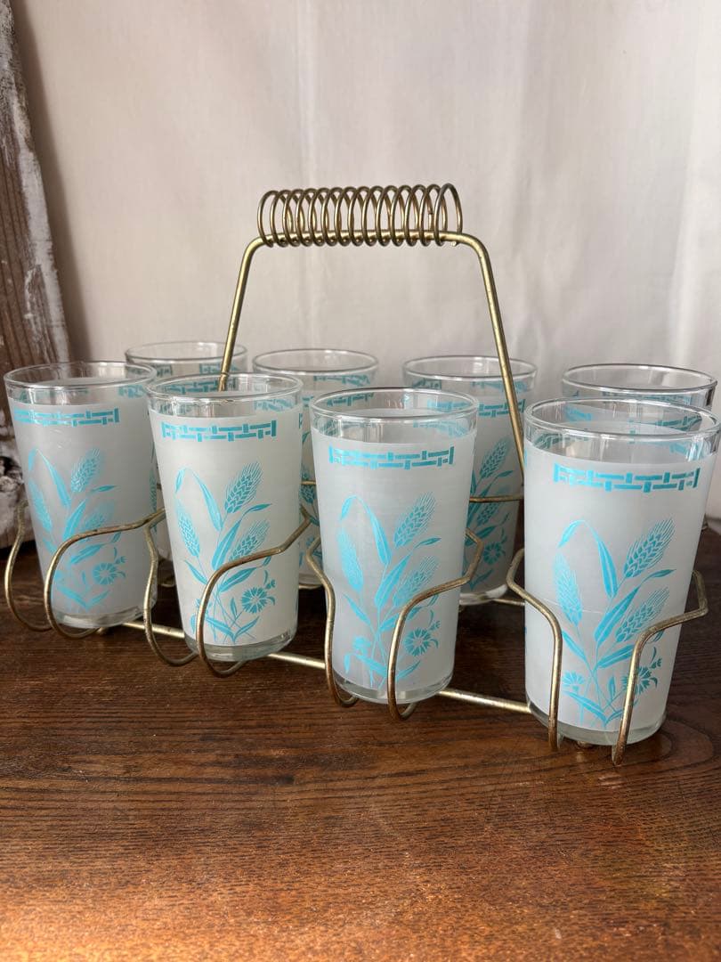 最終価格 ビンテージ グラス8個＆グラスホルダー セット