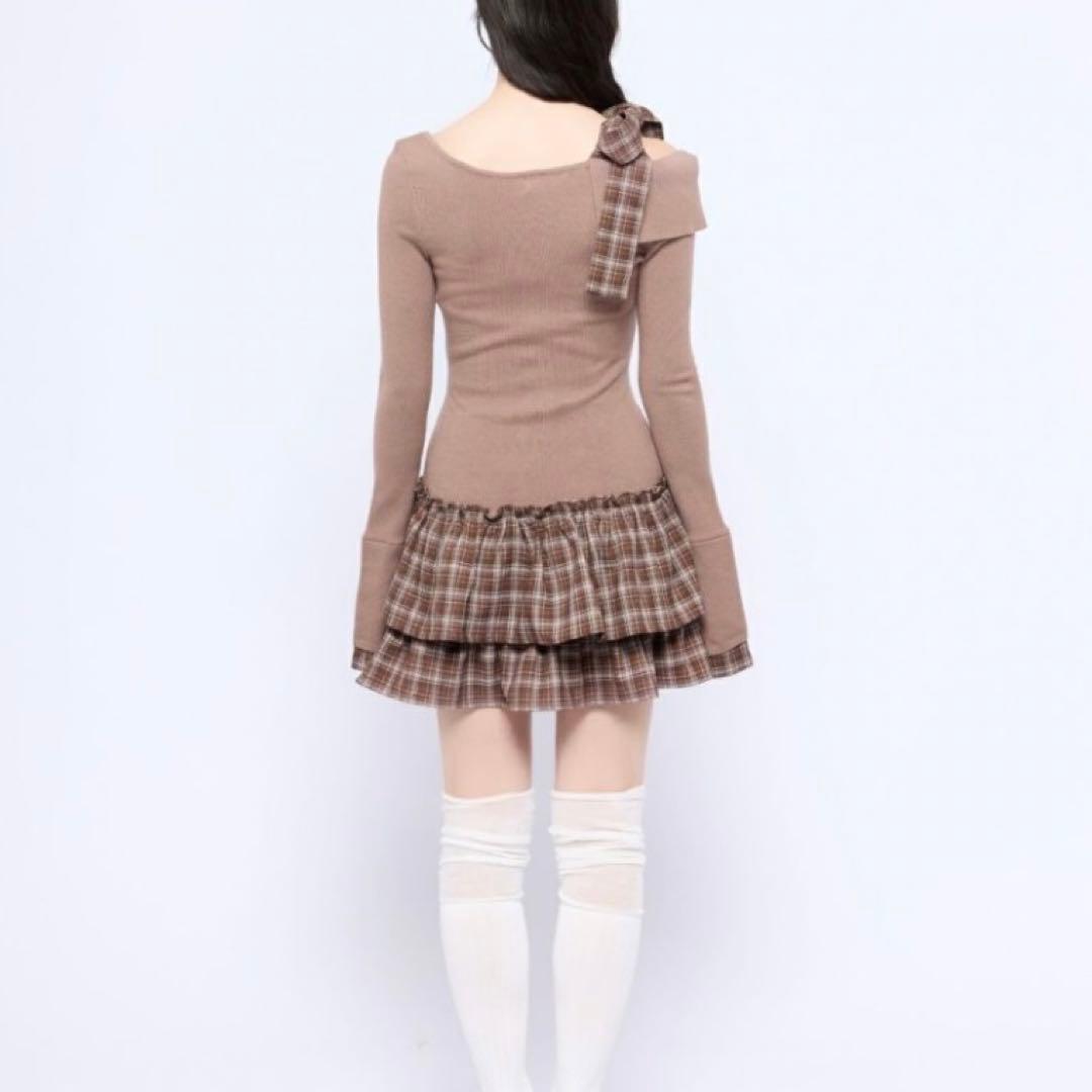 BUBBLES バブルス チェックリボンワンショルワンピース