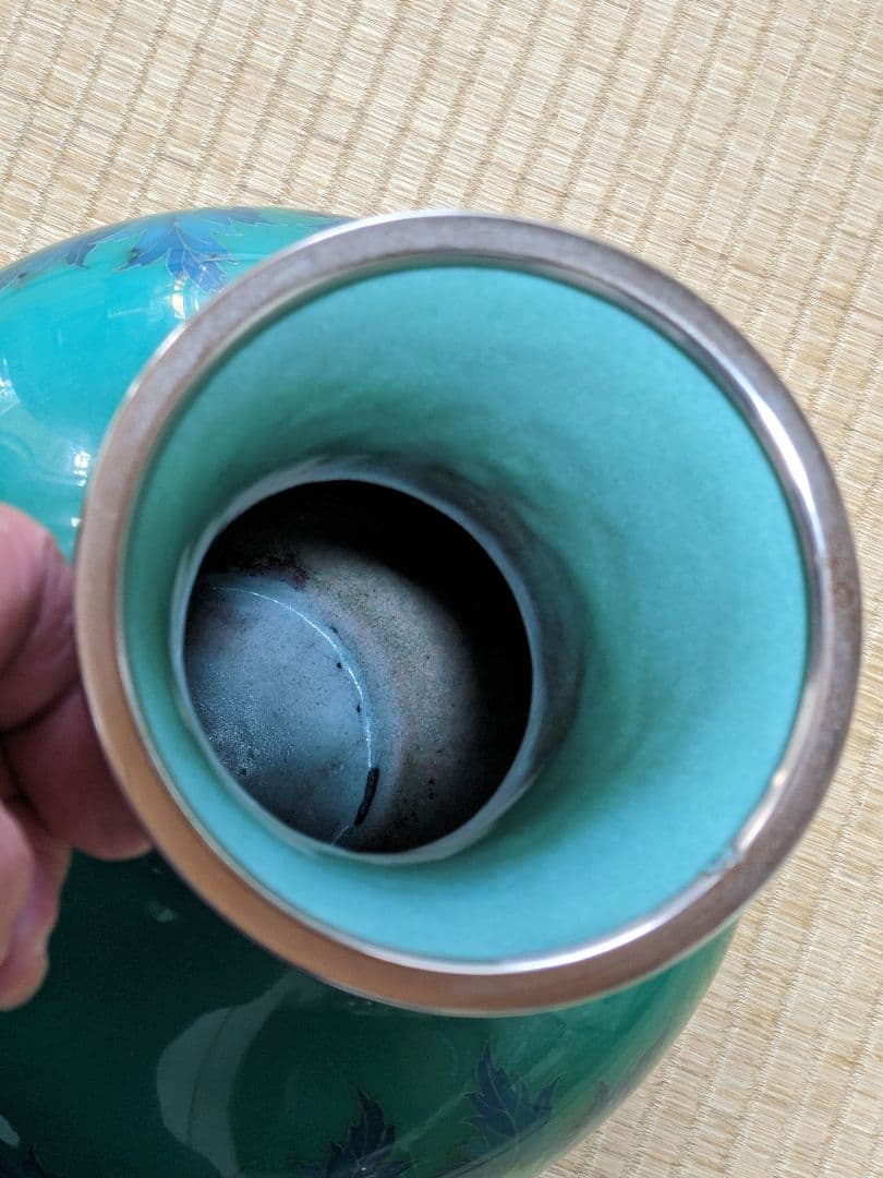 ♦尾張七宝焼 田村七宝 3代田村幸夫造 花文様花瓶 日本工芸会会員 美術品 置物