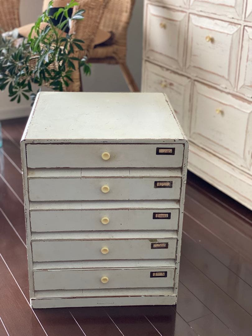 値下げ！【レトロ小引き出し シャビー風 5段】