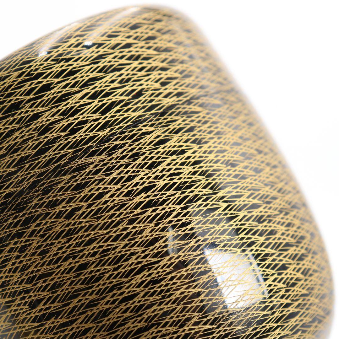 伝統工芸士 山崎達司作 松葉沈金 中棗 輪島塗 茶道具 共箱　V1004