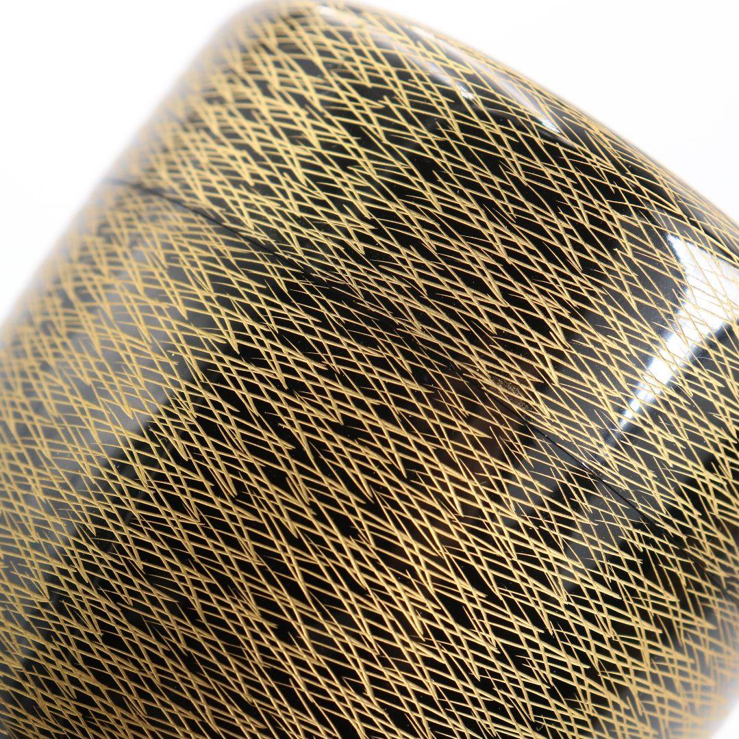 伝統工芸士 山崎達司作 松葉沈金 中棗 輪島塗 茶道具 共箱　V1004