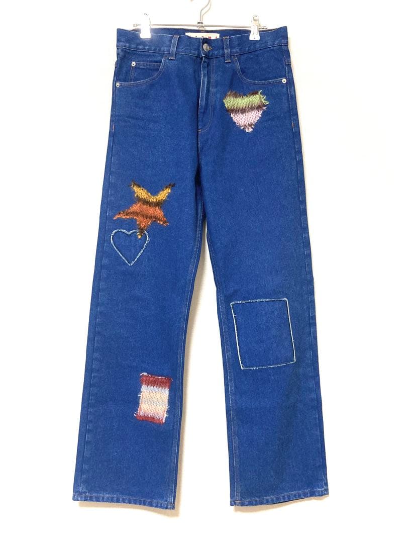マルニ　モヘア　パッチワーク　デニム　ジーパン　パンツ　インディゴ　メンズ　28