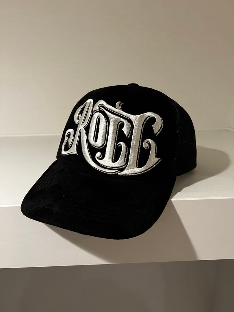 BACKLASH x ROLLコラボ刺繍ロゴ ベースボールメッシュキャップ 黒