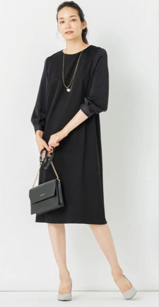 自由区360°FREEウォッシャブルワンピースネイビーサイズ38