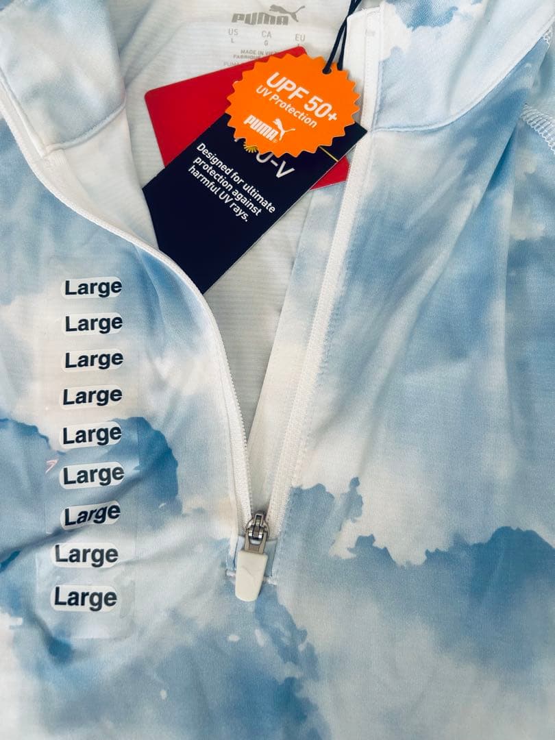 水色のハーフジップウィンドブレーカーLサイズUVケア