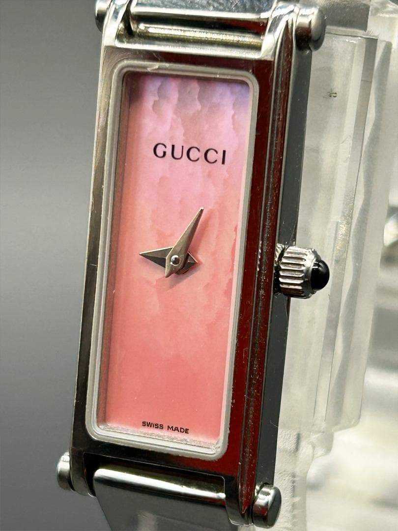 稼働【美品】GUCCI グッチ 時計 1500L シェル盤 ピンク レディース