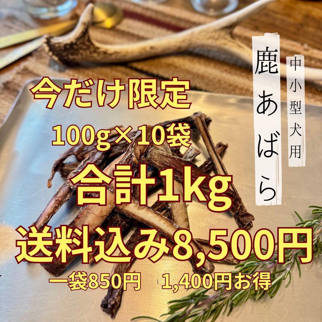 お得用‼️1000g 鹿あばらジャーキー 中小型犬向けサイズ　鹿肉ジャーキー
