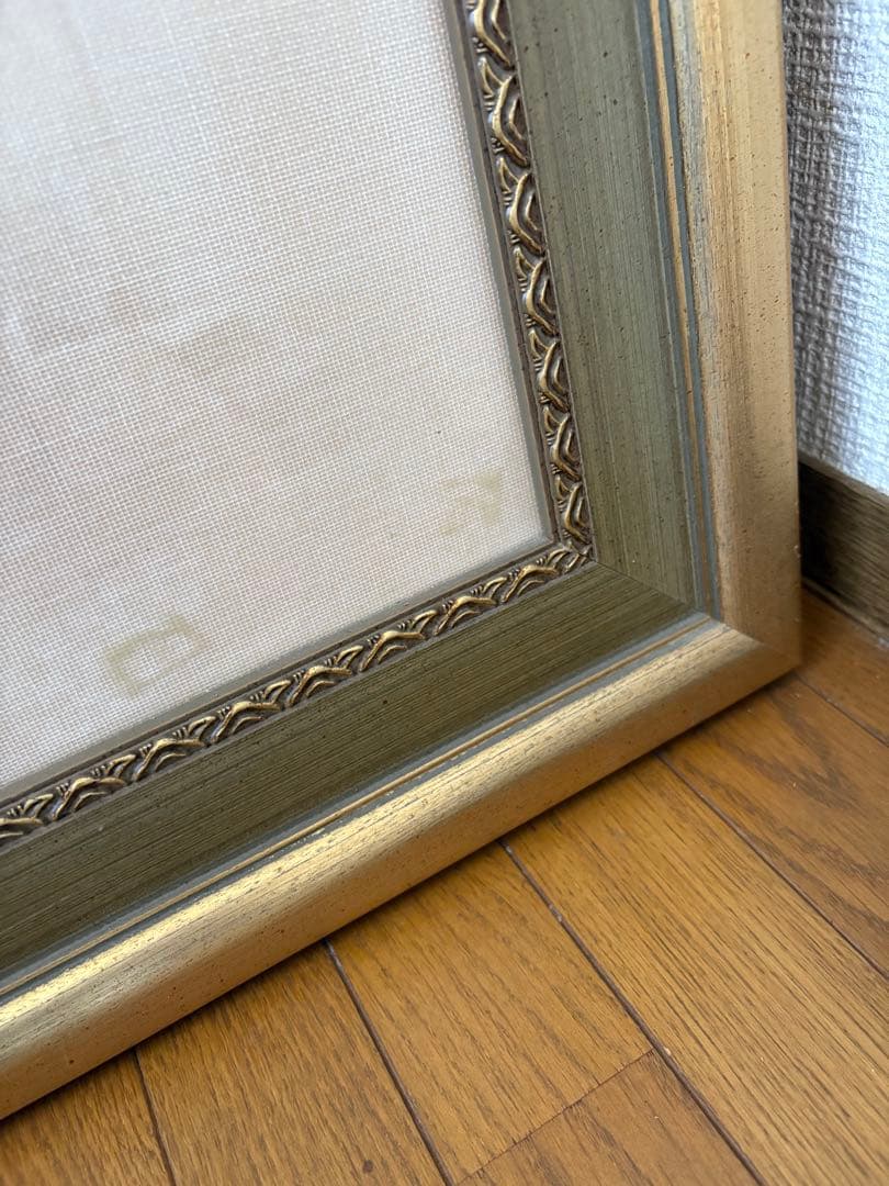 北朝鮮作家　刺繍絵　風景画　額縁付