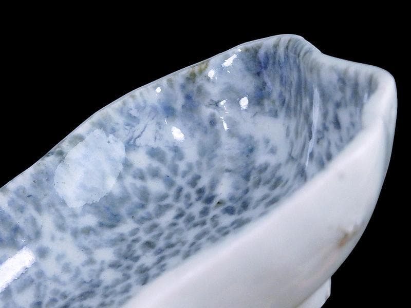 古伊万里　染付　型刷印判　氷裂紋の図　変形皿　江戸期　E655AS-fbsu