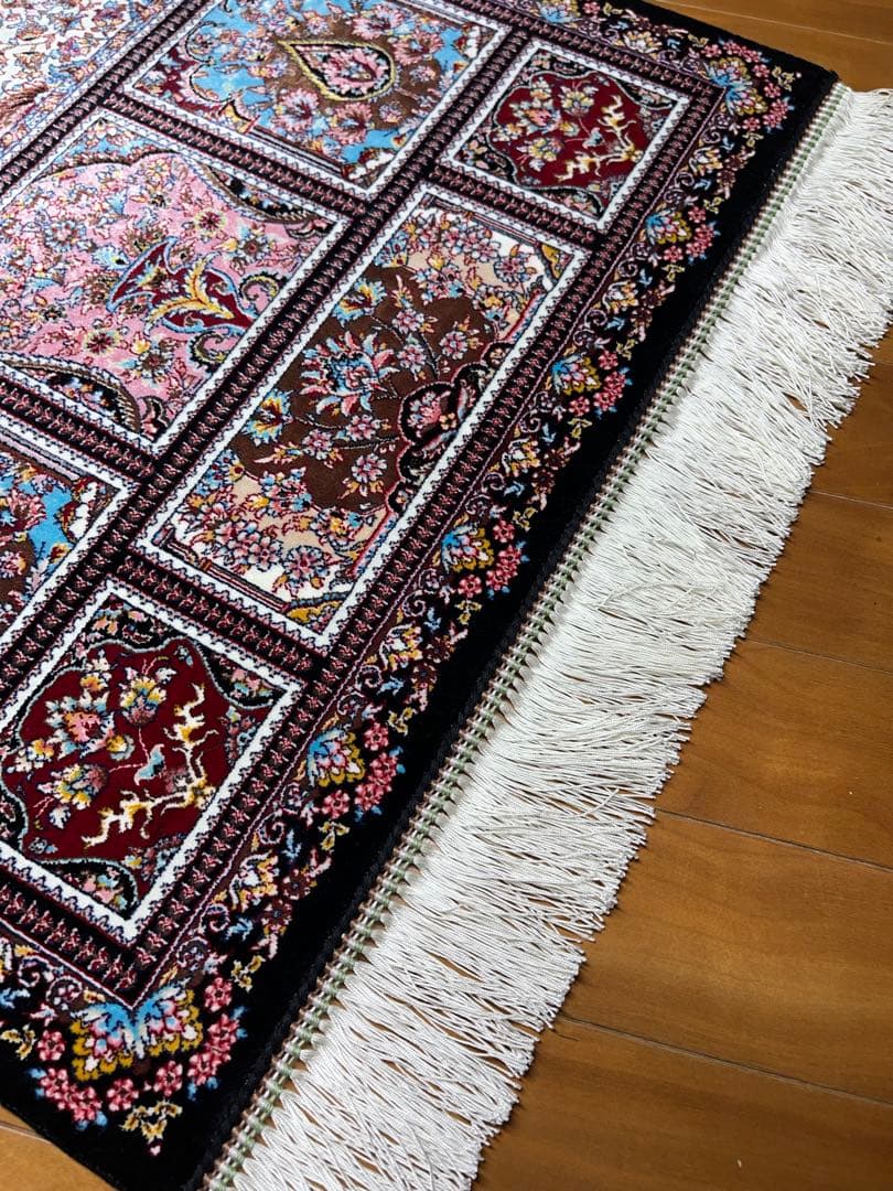 最高級ペルシャ絨毯 シルク イラン産 クム 60×90cm 122万ノット