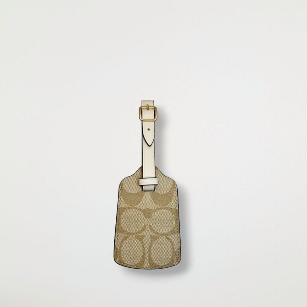 ☆正規品☆コーチ ネームタグ シグネチャー ラゲッジタグ ライトカーキ×チョーク