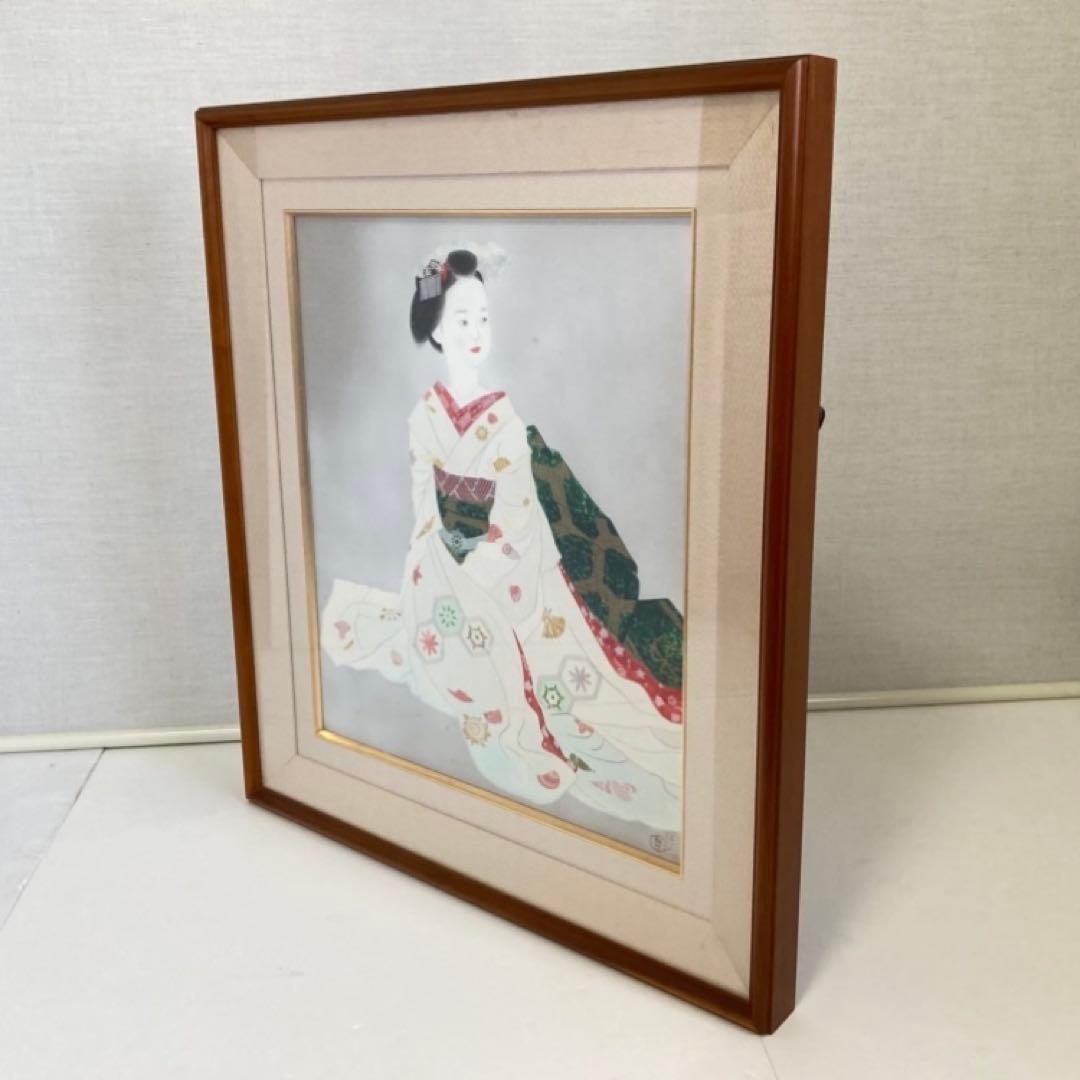 小倉遊亀 「舞妓」 木版画 美人画 着物 絵画 額縁 画家 芸術 美術 工芸品