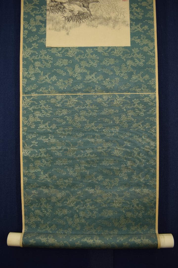 【真作】高橋草坪/竹林画賛/掛軸☆宝船☆Y-76　JM