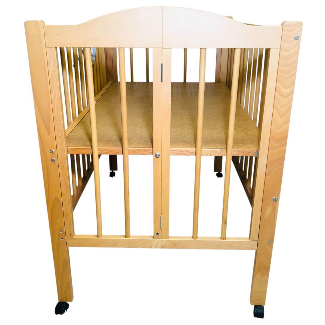【美品】　日本製　スリーピー　ベビーベッド　ハイタイプ　折りたたみ　木製