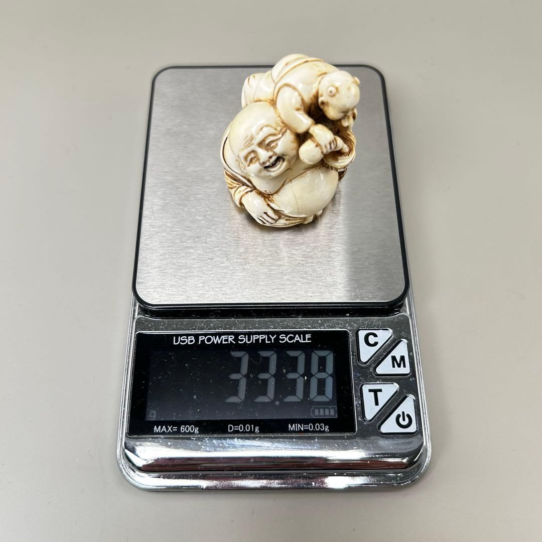 仏像と小僧の彫刻極上根付天然素材アンティーク骨董飾り物古美術置物細密細工