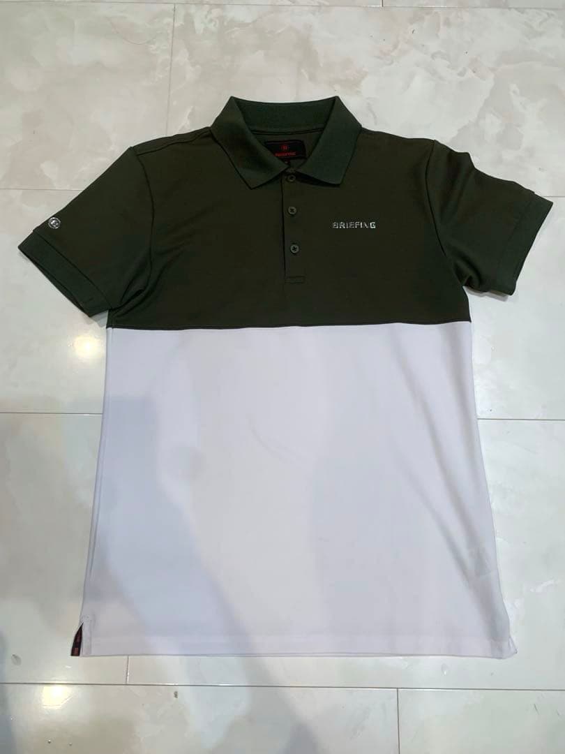 良品　ブリーフィング　briefing バイカラー　ポロシャツ　カーキ　M