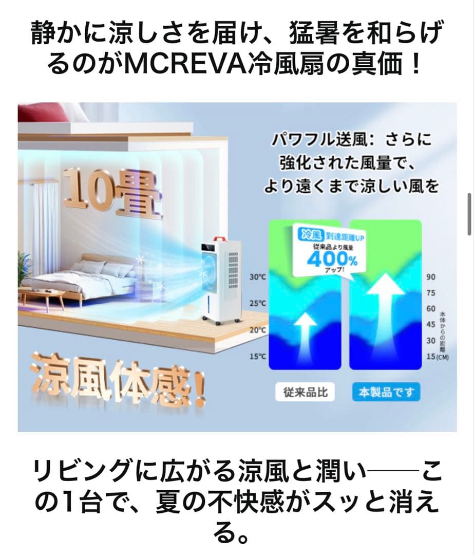 風機冷風扇【2025年革新アップ極上の冷感届け 10L大容量】静音 首振り