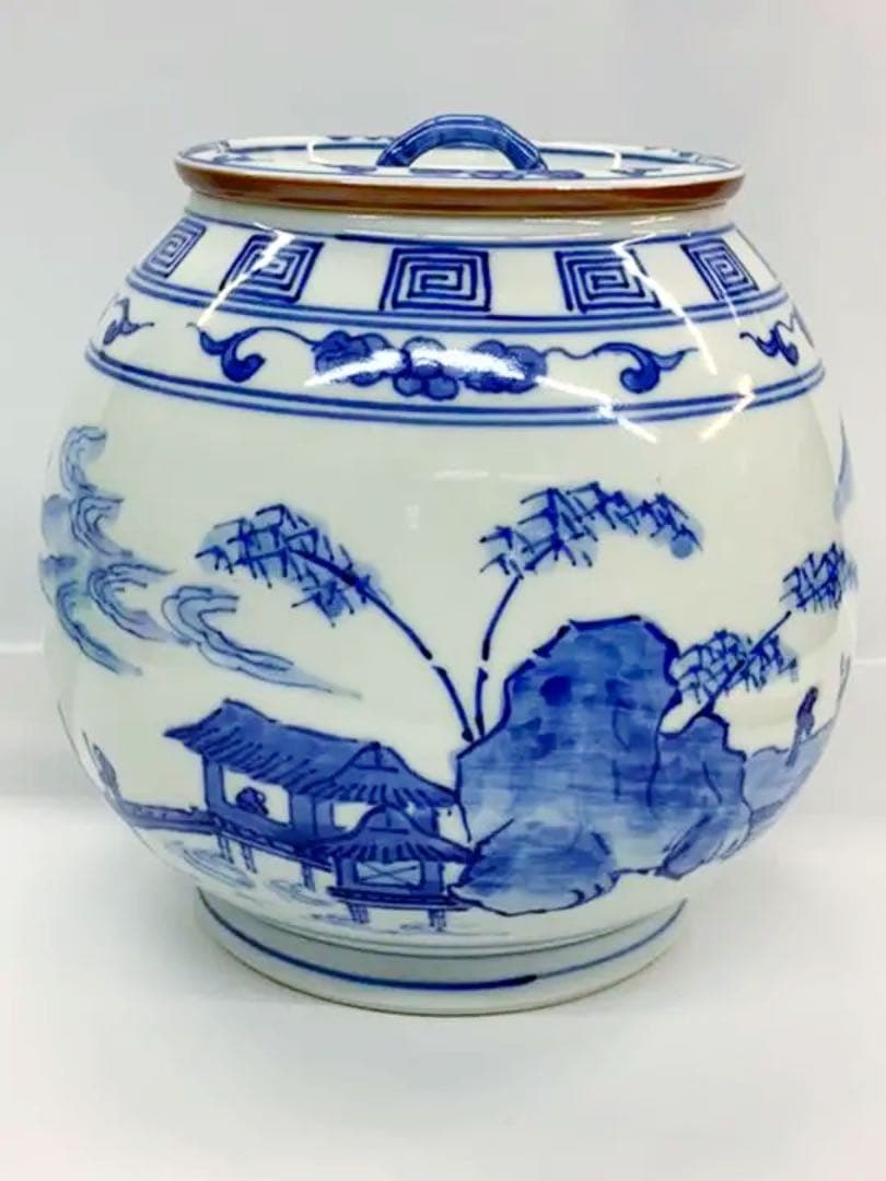 染付　山水　水指　茶道具　茶碗　抹茶碗