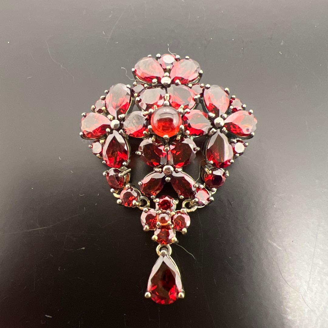 ボヘミアンガーネット ブローチ＆ネックレストップ シルバー925 良品