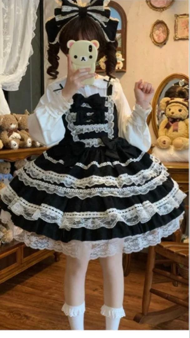 えむ様 ロリータ ゴスロリ ジャンスカ ジャンパースカート ブラック