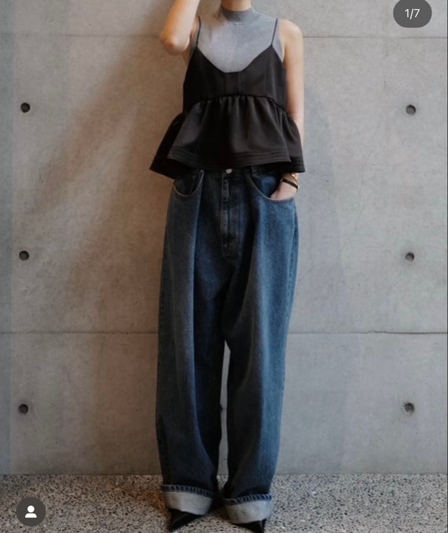 machatt サテンフレアキャミソール ブラック 36