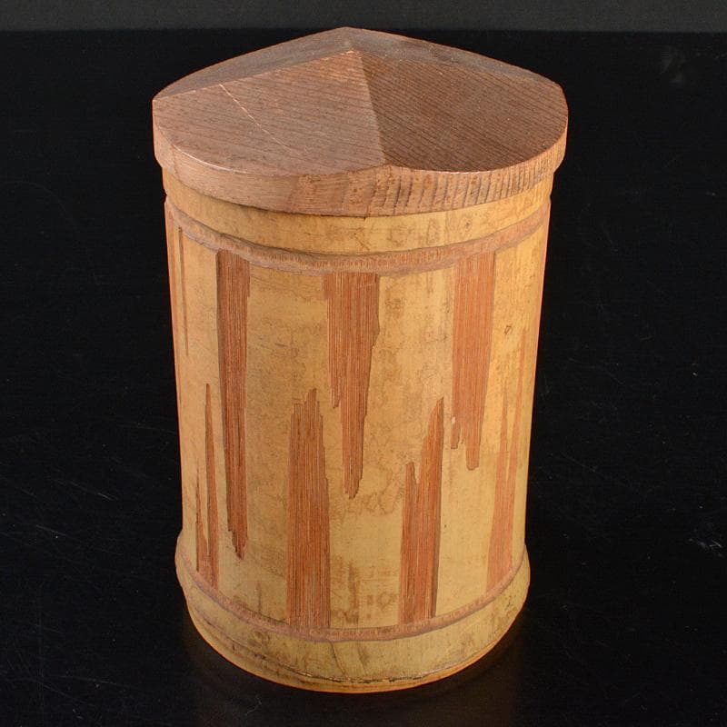 中国　大明成化年製款　青花　煎茶碗　五客　古竹　崇菊銘　碗筒付　D　R6835