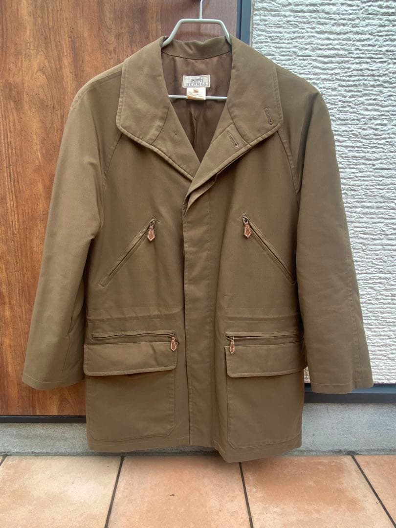 HERMES ポリアミド中綿入りハーフコート