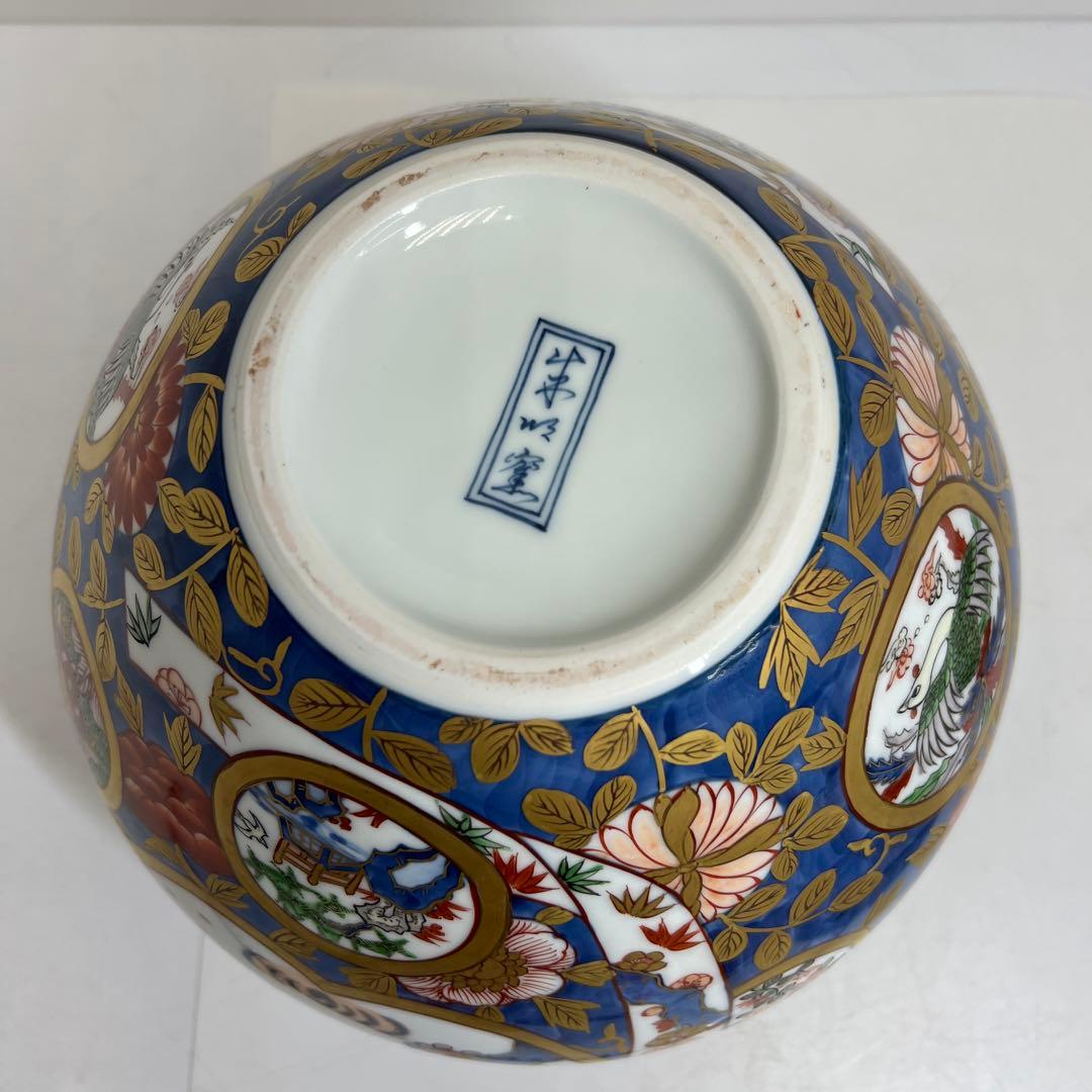 藤井朱明作　古伊万里風金彩風飾壷　共箱　高さ約46㎝　東Y8-0108②トコヒ