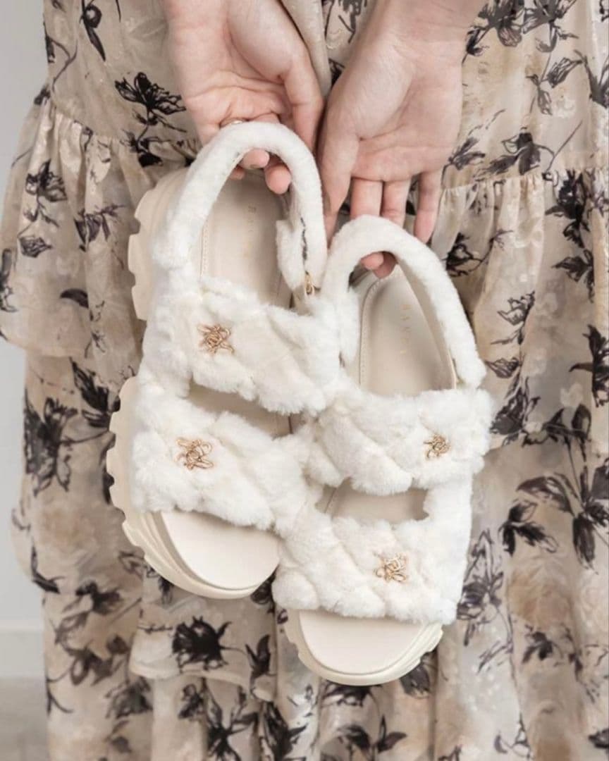 RANDA キルティングファースポーツサンダル