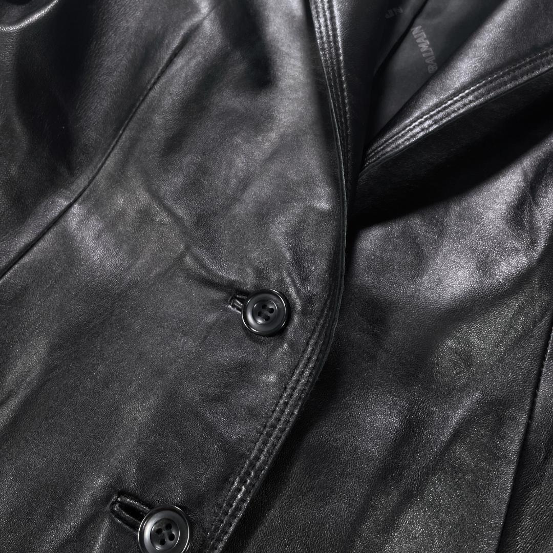 ✨未使用級✨ BALMAIN 羊革 レザージャケット 13号 上品 高級感 黒