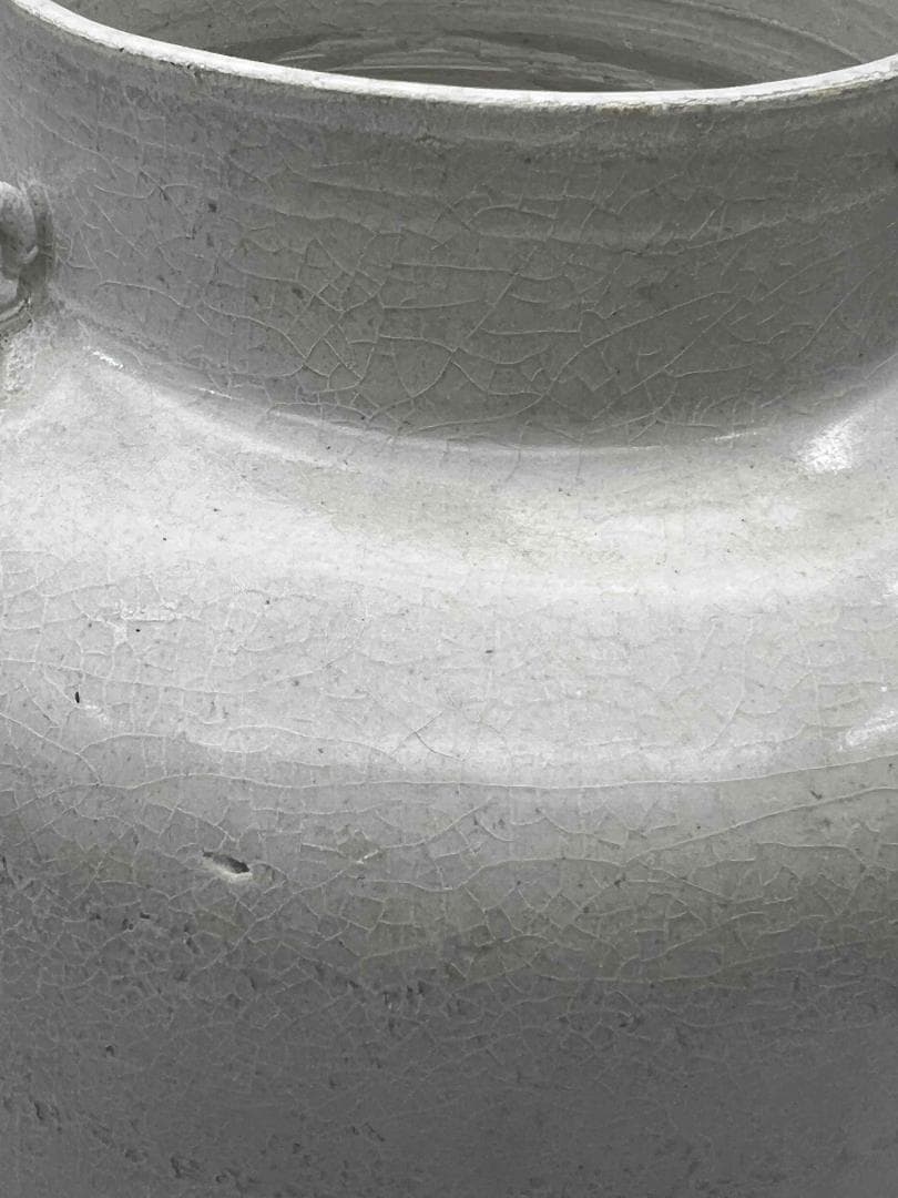 宋時代 白磁 定窯双環耳広口壺 水丞 宋磁 【旧家蔵出し】　名品(B-32)