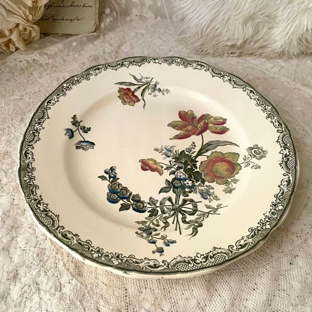 【レア】サルグミンヌ　フォンタンジュ多色プレートポリクロームフランスアンティーク