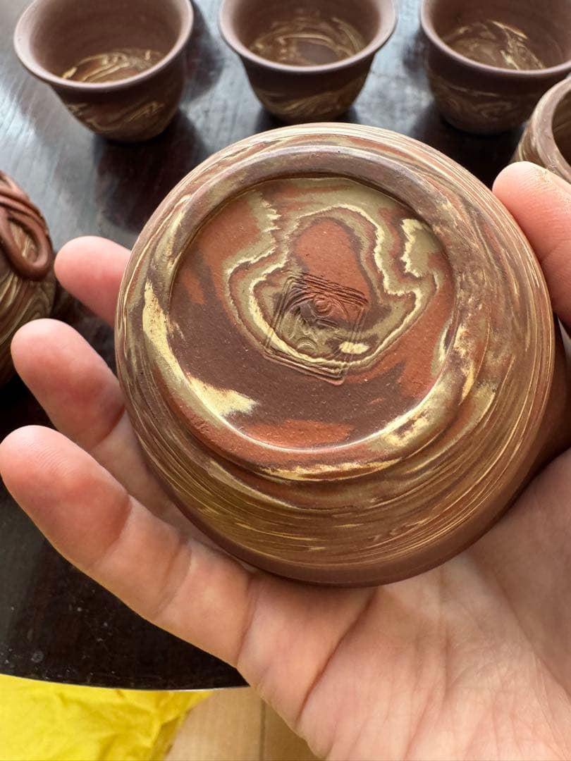 煎茶道具　東城山 一角　名工　作家もの　練込 茶器セット　マーブル