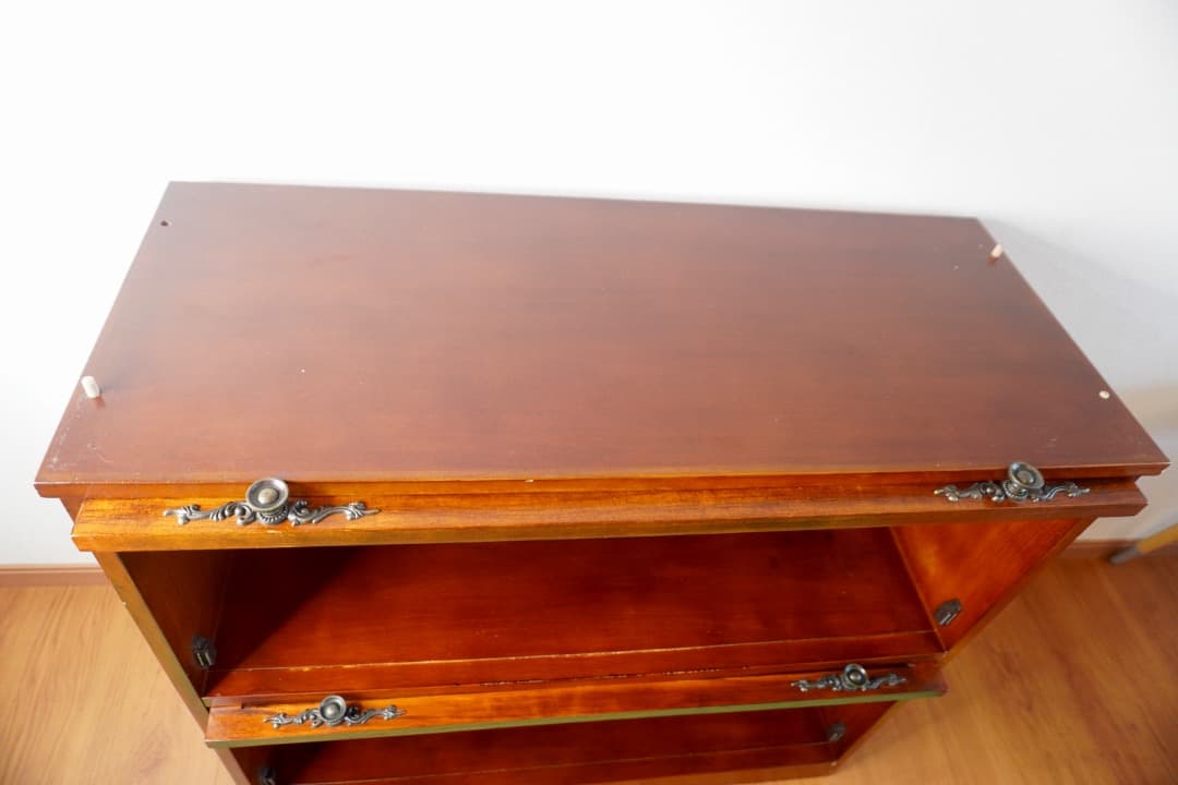 英国アンティーク調 ブックケース フラップ式扉