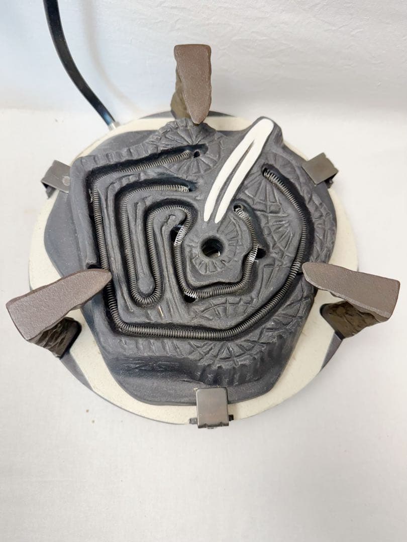 未使用 茶道具 桑 置炉 炉 置炉用炭型電熱器 釜師閑浄造 筒釜3点セット共箱