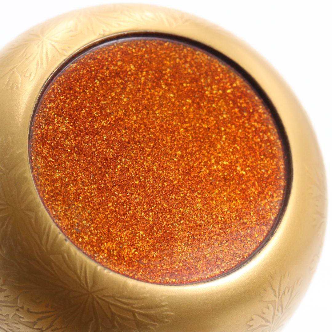 粉溜 花文平棗 しのぶ金蒔絵 金梨子地 時代箱　M998