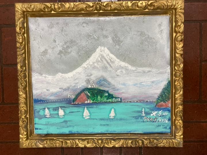 富士山曼荼羅図、空飛ぶ画家糸川裕志の油絵、F8号