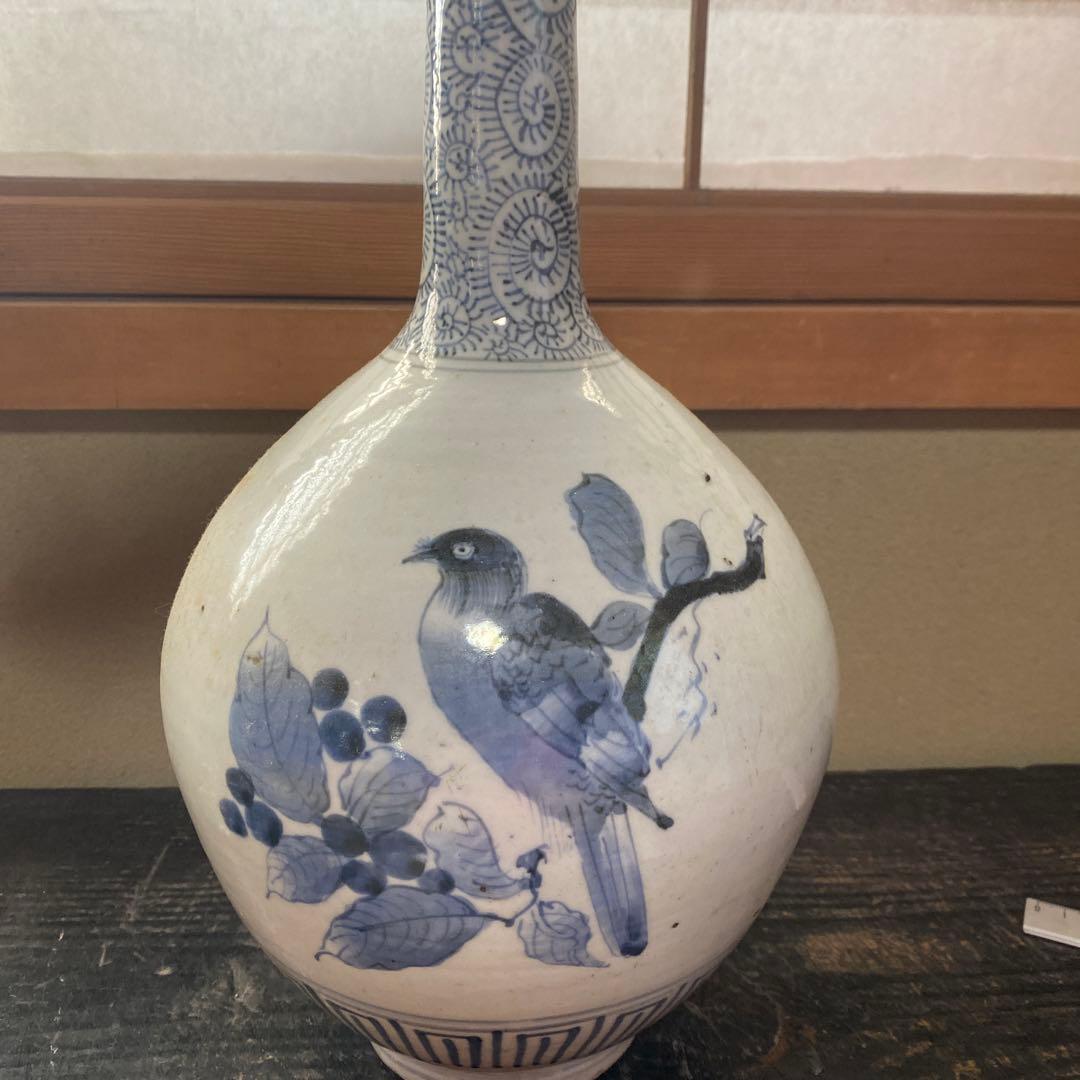 専用　切米焼　染付たこ唐草鳥文大徳利