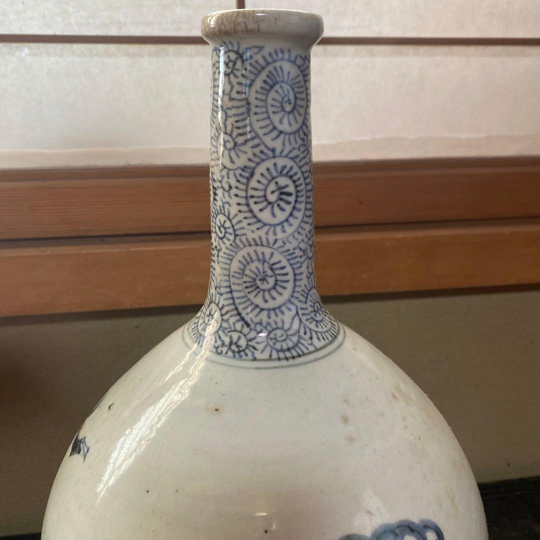 専用　切米焼　染付たこ唐草鳥文大徳利