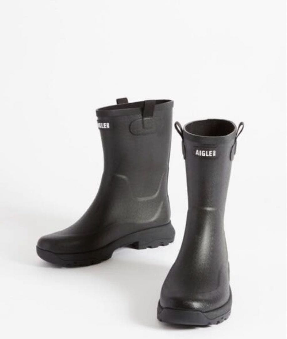 AIGLE ブラック 防水 アリアラバーハンティングブーツ/レインブーツ/ 38