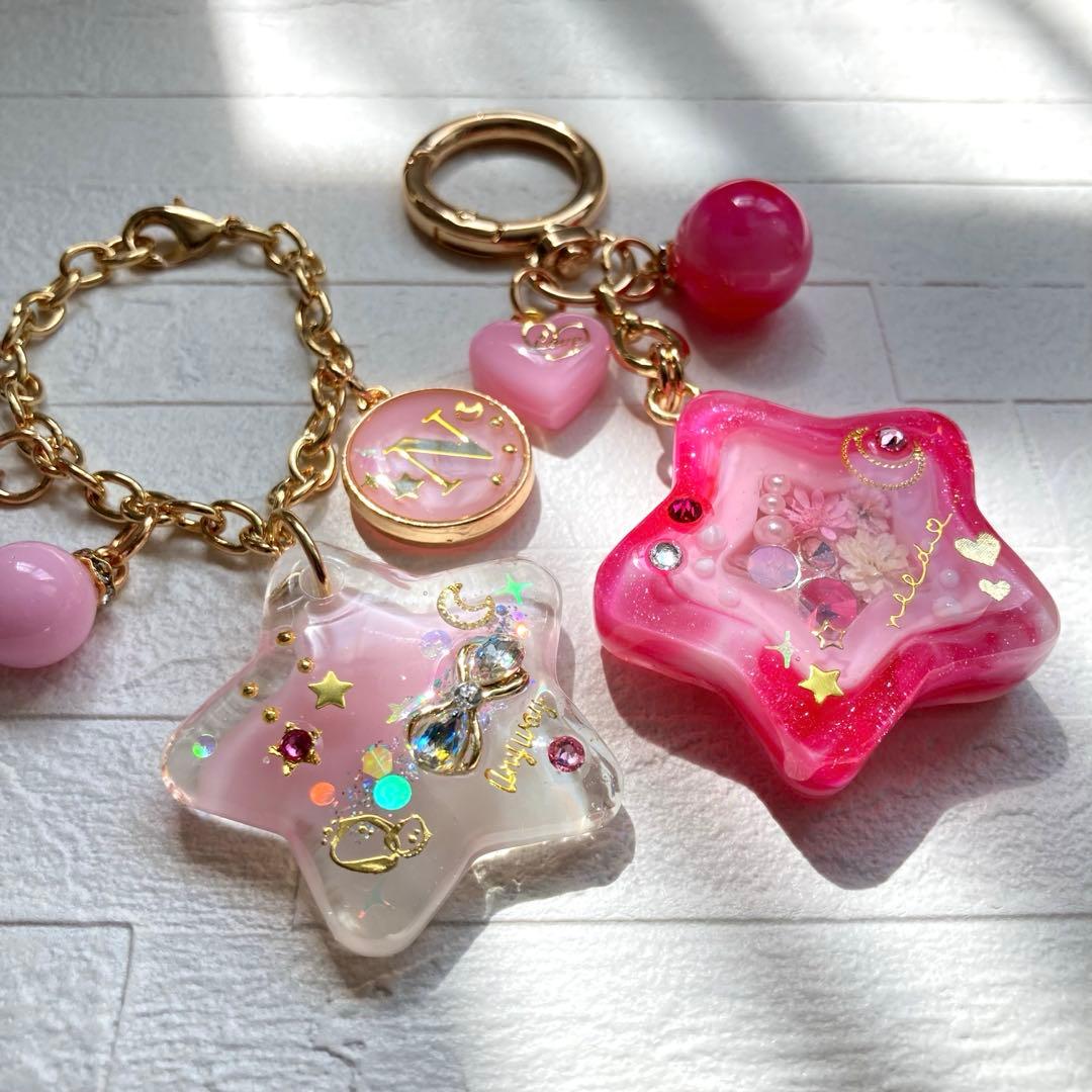 mimikoページ　名入れチャーム　らレジンキーホルダー