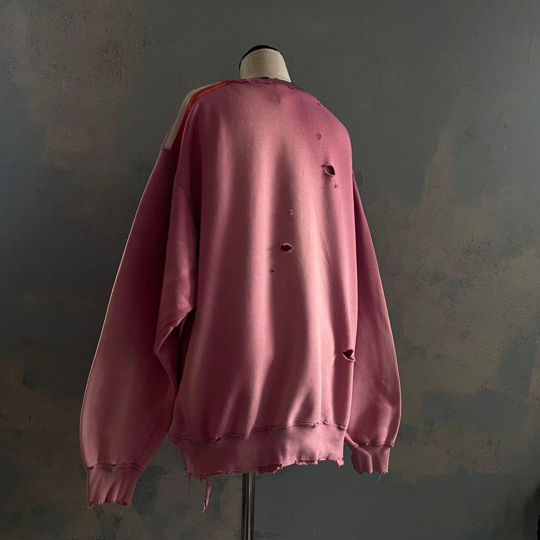 80's adidas“万国旗”刺繍ロゴ”肉厚“鬼フェード“Boro sweat