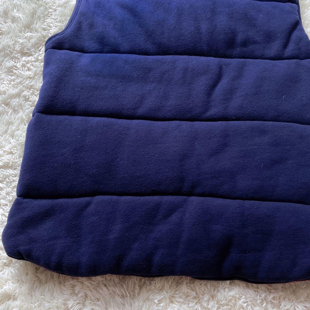 ポロバイラルフローレン M 中綿 ダウンベスト 裏地チェック ポニー　肉厚　紺