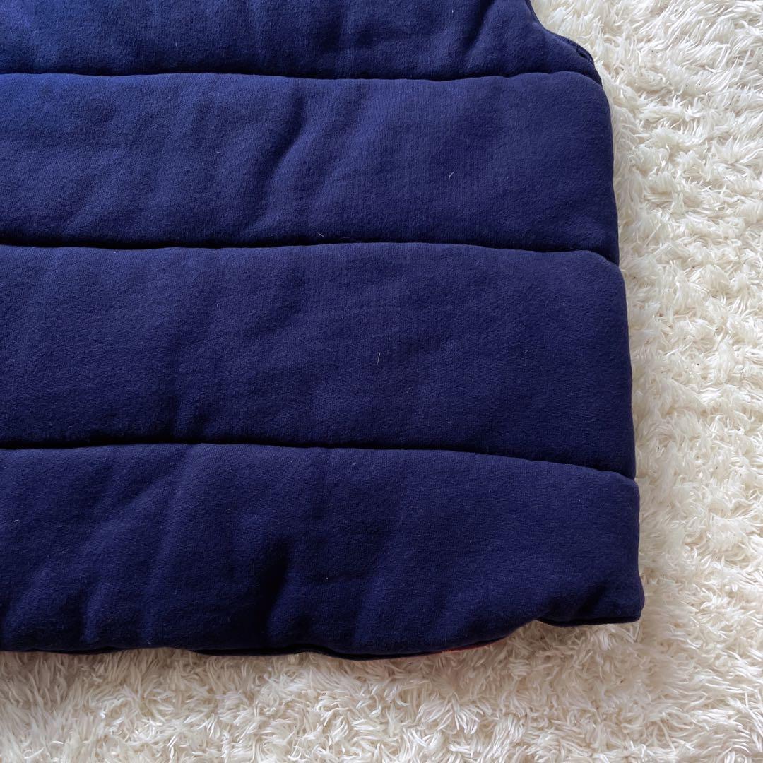 ポロバイラルフローレン M 中綿 ダウンベスト 裏地チェック ポニー　肉厚　紺