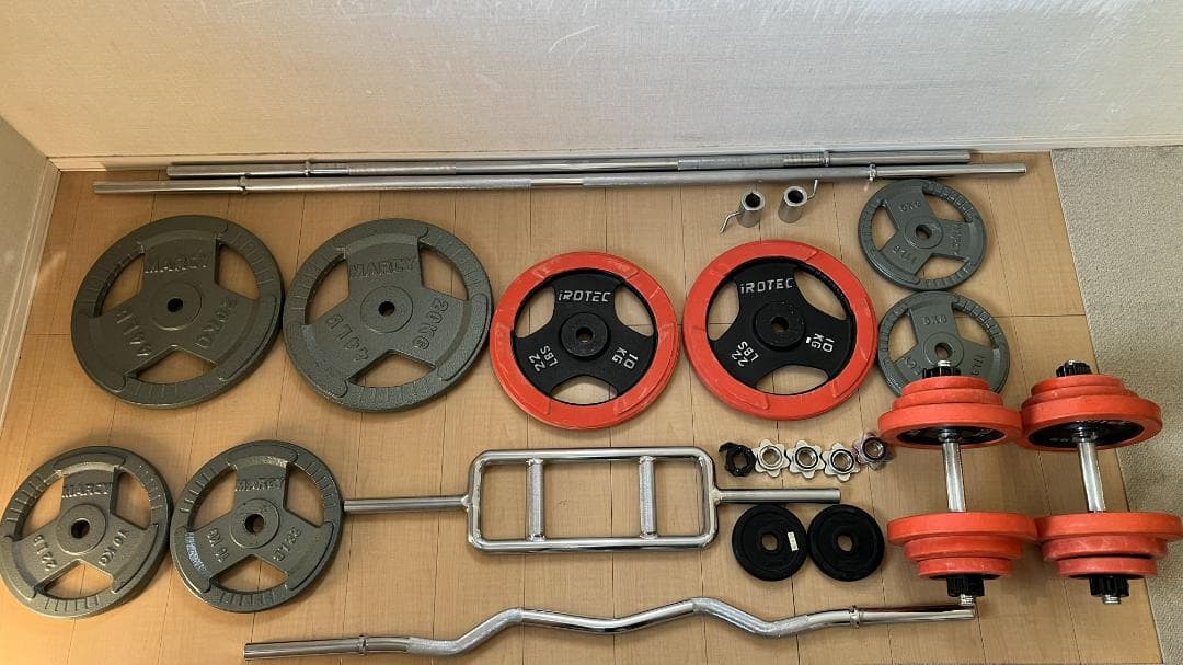 【これだけでホームジム完成】総重量166kg ＋ インクラインベンチ（引取限定）