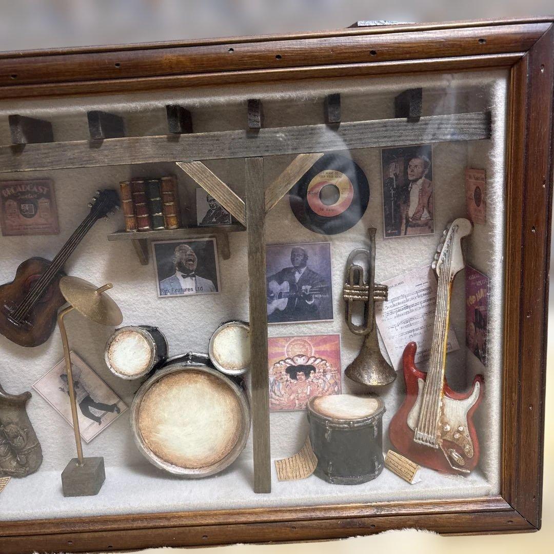 音楽関連のミニチュア楽器アートフレーム