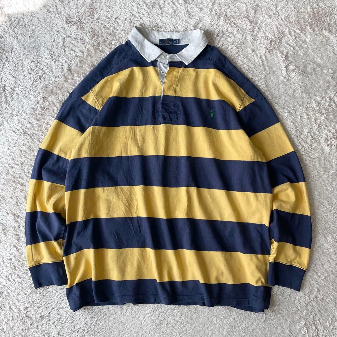 ラルフローレン ラガーシャツ ポロシャツ 長袖 4XLT ボーダー