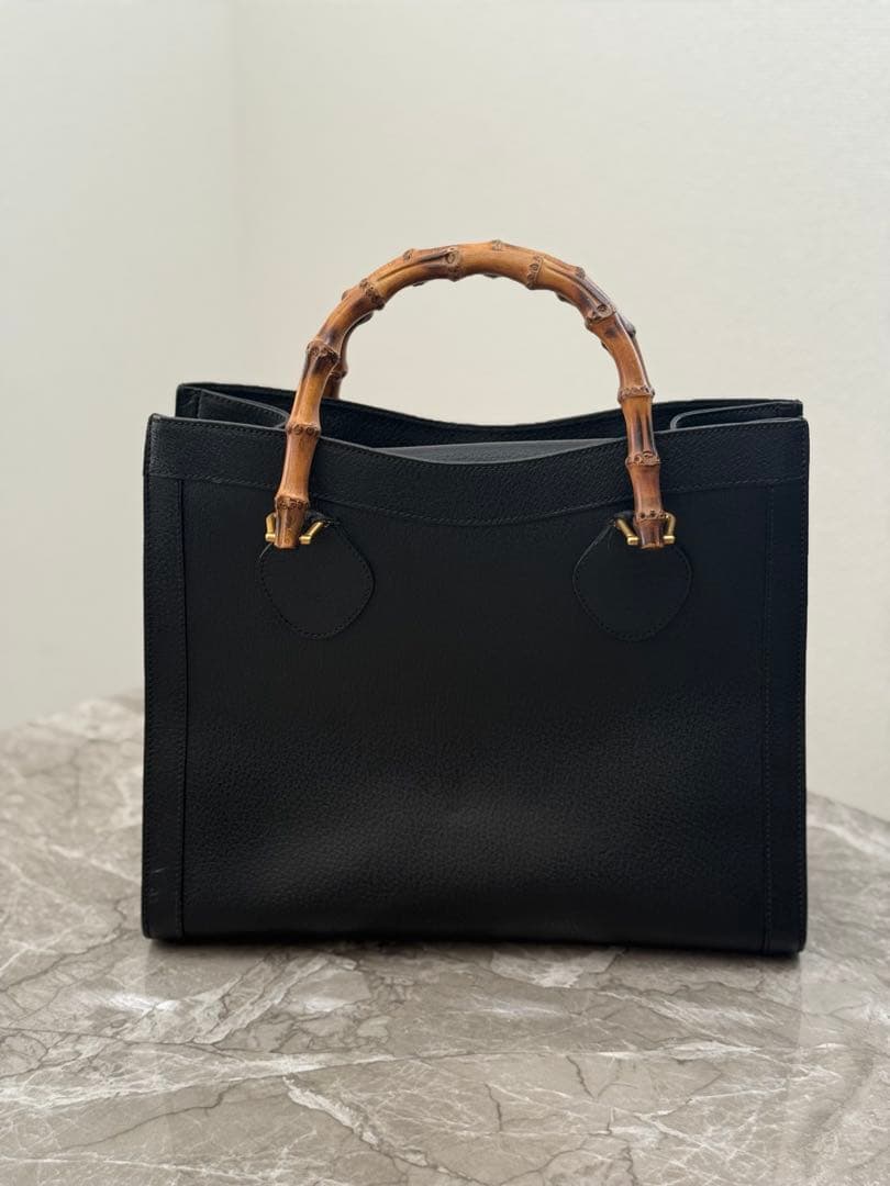 美品GUCCI グッチ バンブー ダイアナ ハンドバッグ レザー　黒 ブラック